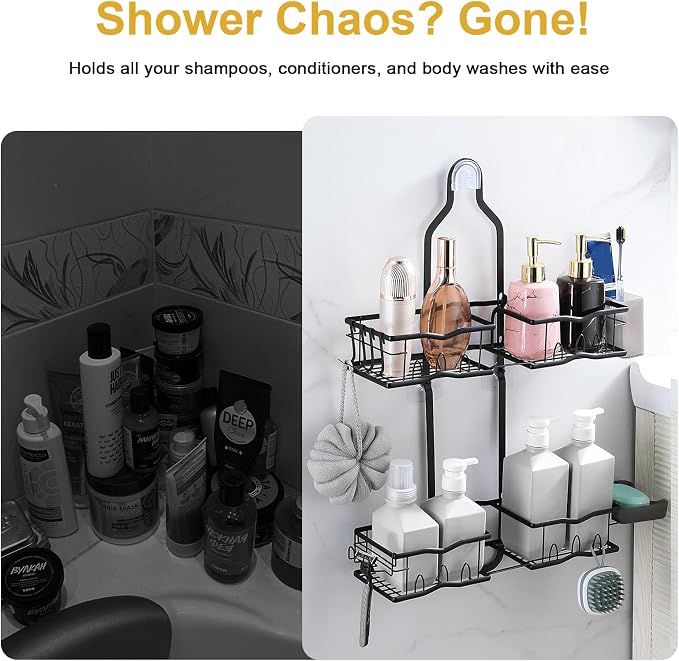 Shower Caddy Hanging Organizer, Rustproof Over Shower Head Caddy Holder - Image 8