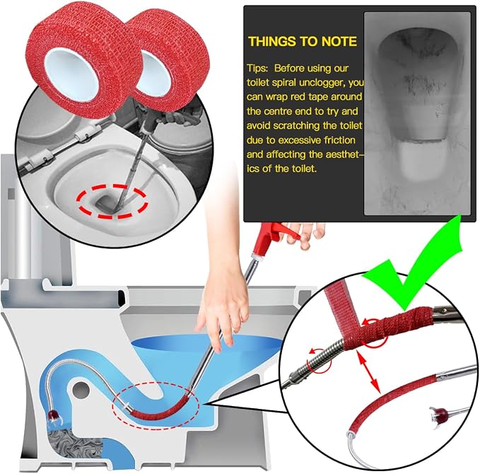 50 Inch Toilet Snake Drain Auger Cleaner Tool, Upgraded Grabber Unclogger Tool - Image 6