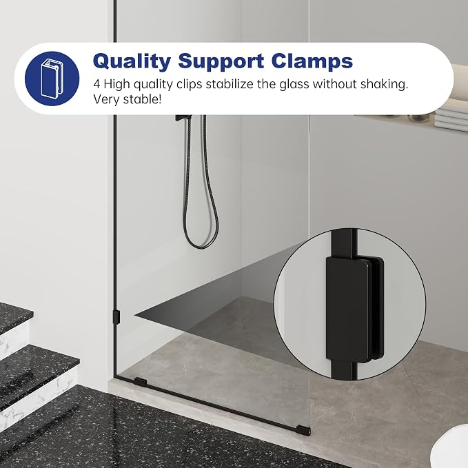 Frameless Fixed Shower Screen 36" W × 78" H, Shower Glass Panel, 5/16" SGCC - Image 3