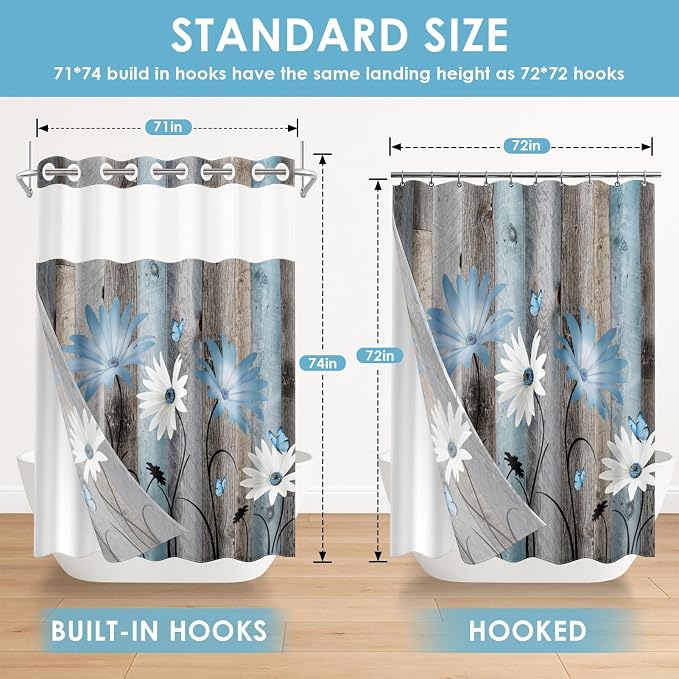 No Hook Rustic Farmhouse Shower Curtain - Image 7
