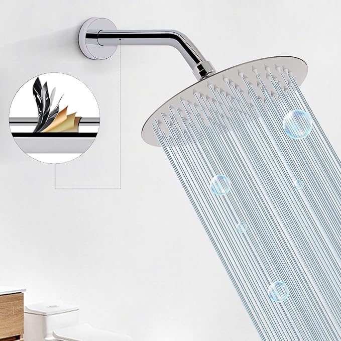HarJue Shower Arm with Flange and Teflon Tape, Wall Mounted Shower Pipe 304 - Image 5