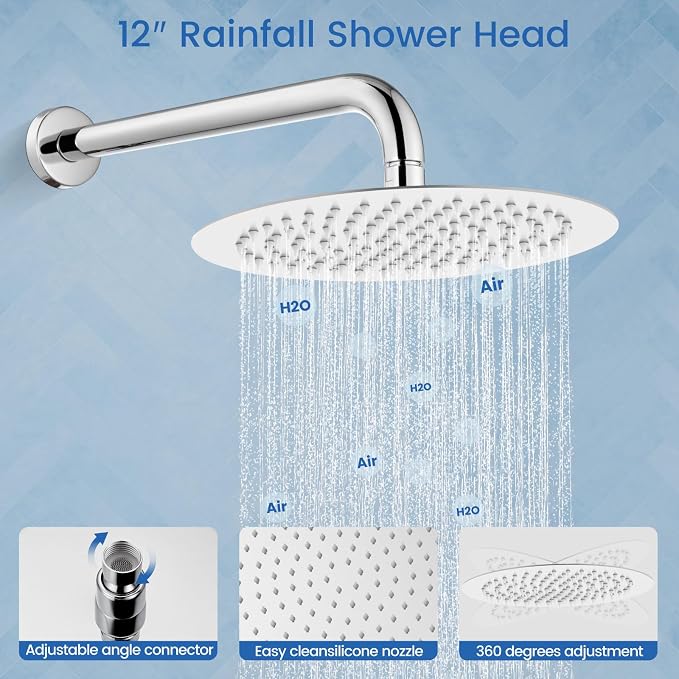Airuida Shower Fixtures 2 Functions Shower Faucet Set Wall Mounted - Image 7
