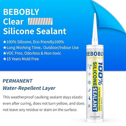 Silicone Caulk & Sealant Clear, 100% Waterproof Silicone Sealant, Shrink & - Image 2