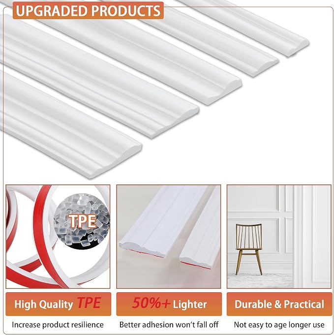 Peel and Stick Chair Rail Panel Molding - Image 4
