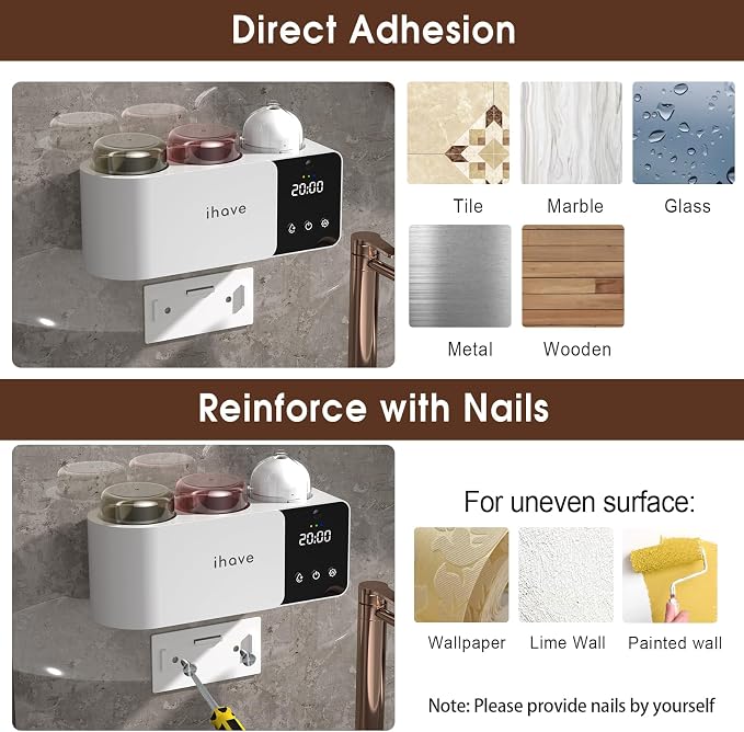 iHave Toothbrush Holders with UV Toothbrush Sanitizer, Aromatherapy Diffuser & - Image 4