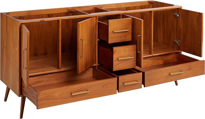 Signature Hardware 953363-72-RUMB-1 Novak 72" Freestanding Teak Double Basin - Image 9