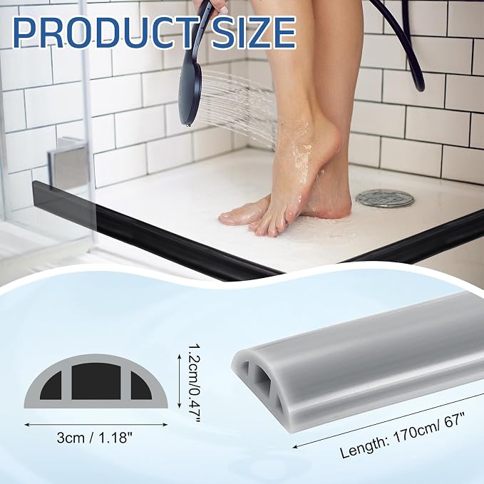 uxcell Shower Water Barrier, 1.18"W x 0.47"H - Image 2