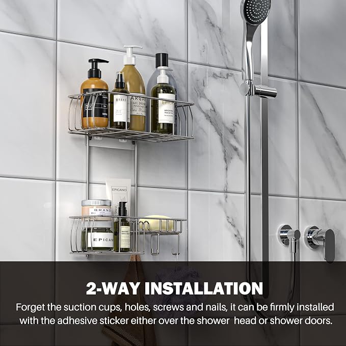 Epicano Anti-Swing Hanging Shower Caddy Stainless Steel 304, Over Head Shower - Image 3