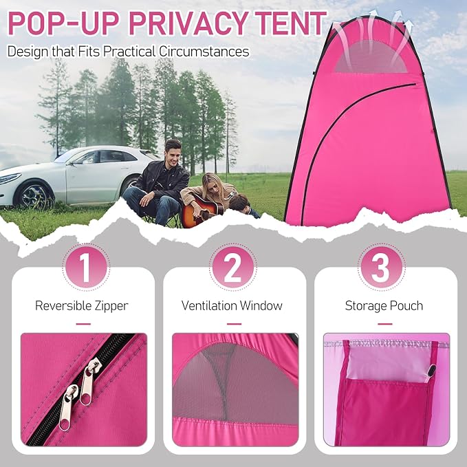 Pop Up Privacy Shower Tent, Portable Outdoor Bathroom Toilet Changing Dressing - Image 4