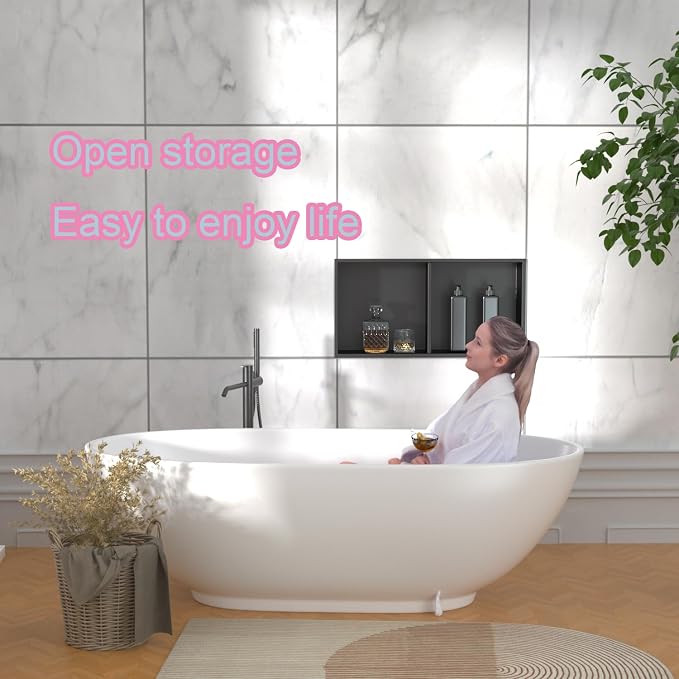 No Tile Needed Shower Niche for Bathroom Storage, Recessed Wall Niche, Double - Image 3