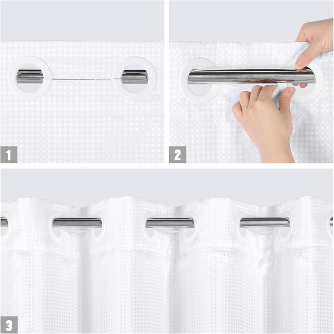 MitoVilla Black Ombre Waffle Small Stall Shower Curtain Liner Set 36 x 74 - Image 4