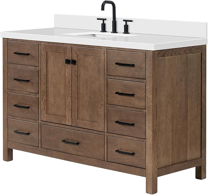 ARIEL Cambridge 55 Inch Single Rectangle Sink Bathroom Vanity - Image 4