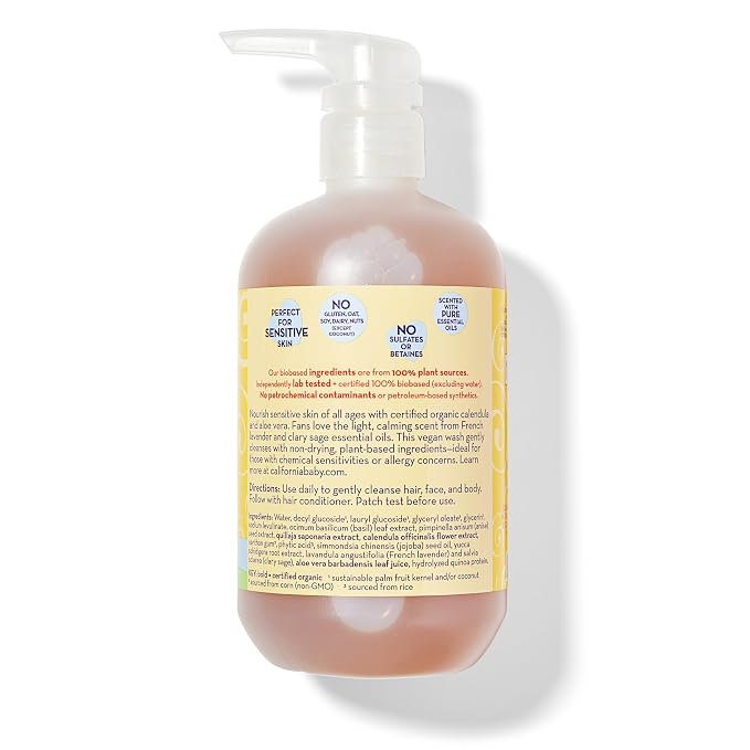 California Baby Calendula Baby Shampoo + Baby Wash | 100% Plant-Based | - Image 2