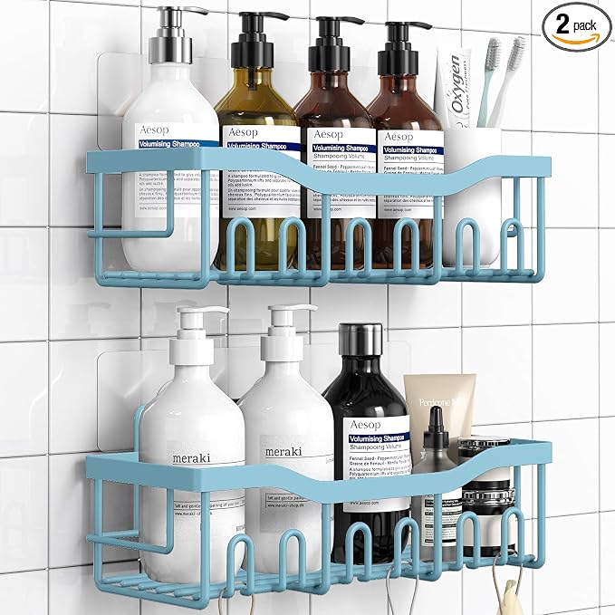 EUDELE Shower Caddy 2 Pack, Adhesive Shower Organizer by EUDELE