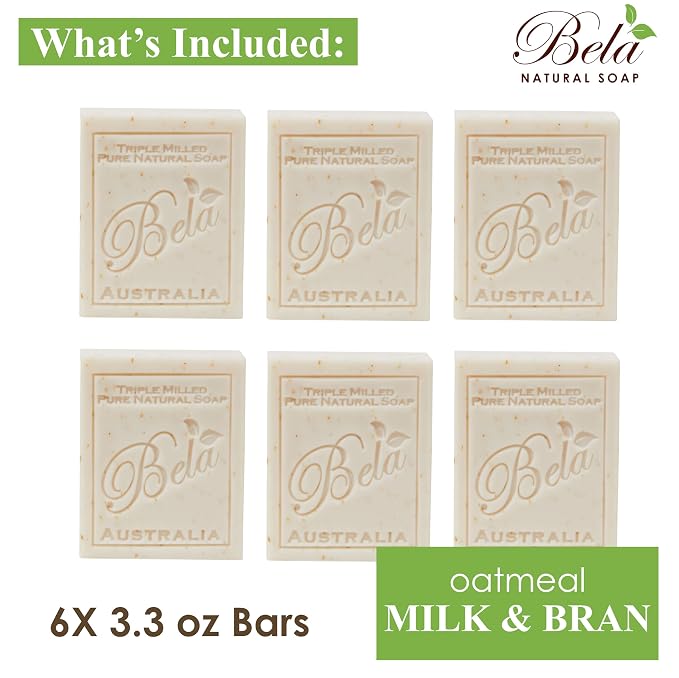 BELA Oatmeal Soap with Milk and Bran 3.3 OZ, Long Lasting French Triple Milled - Image 2