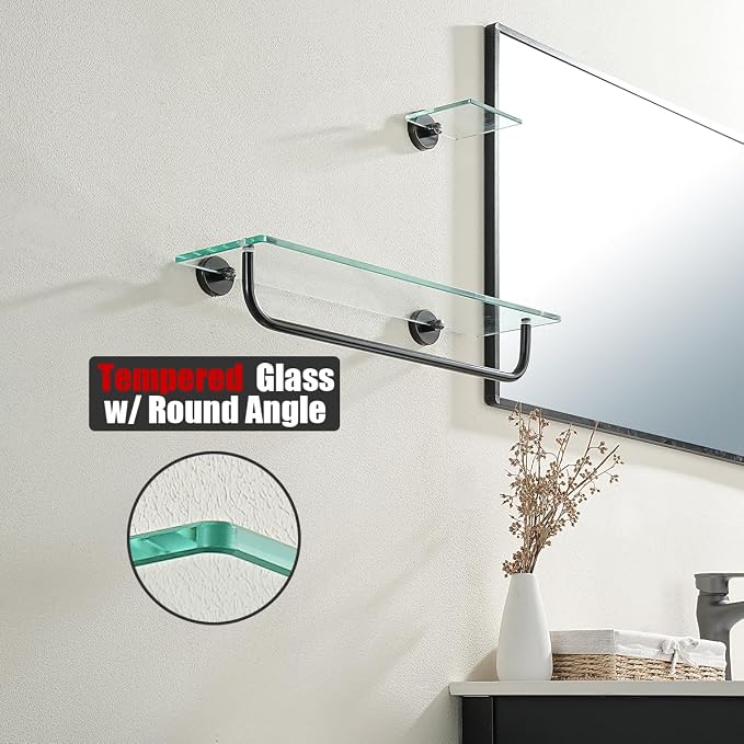 JQK Bathroom Glass Shelf Bronze, Shelf - Image 5