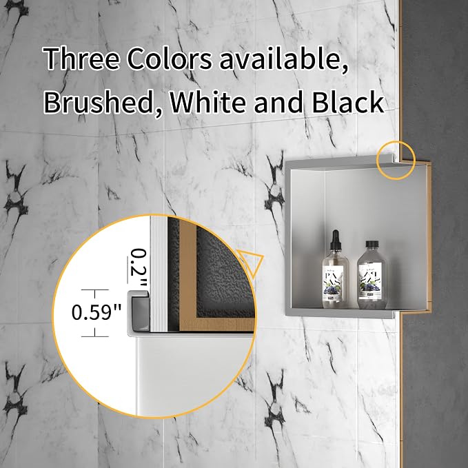Stainless Steel Shower Niche 12" X 12" Matte Black No Tile Needed Niche Shower - Image 7