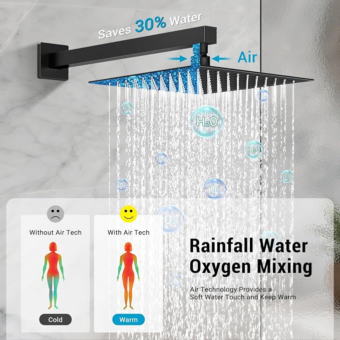 Rain Shower Faucet Set Wall Mounted Rainfall - Image 3