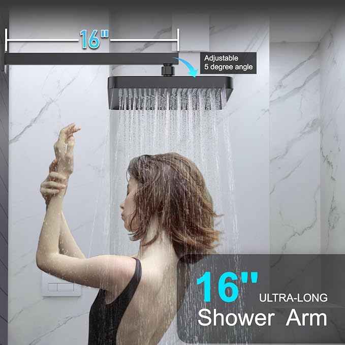 Matte Black 13-Inch Rainfall Shower System - Image 3
