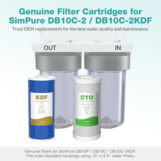 SimPure Whole House Water Filter Cartridges 5 Micron 10" x 4.5" CTO+GAC/KDF - Image 6