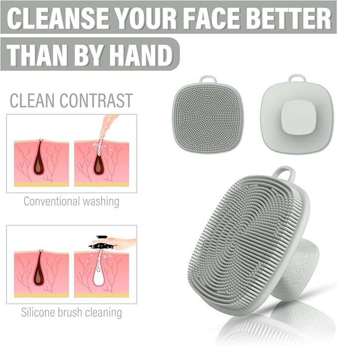 2 Pack Face Scrubber, Silicone Facial Cleansing Brush - Image 6