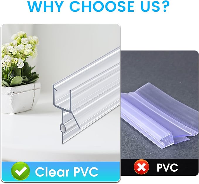 POZIA Clear Frameless Glass Shower Door Bottom Seal | Shower Door Sweep - Image 3