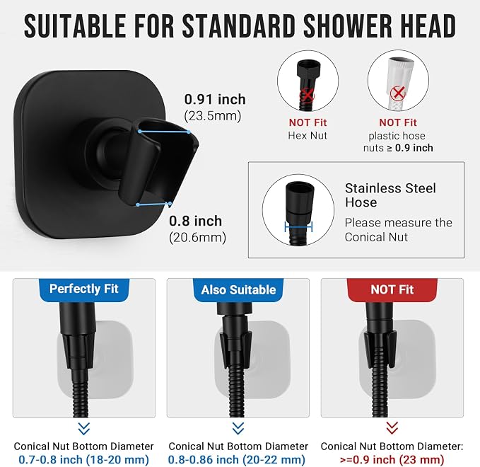 G-Promise All Metal Handheld Shower Head Holder, Adjustable Wall Mount Shower - Image 6