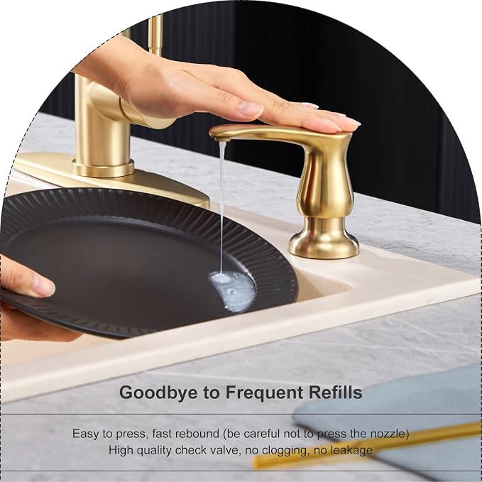 GAGALIFE Kitchen Sink Soap Dispenser Brushed Gold, Under Sink Soap Dispenser - Image 5