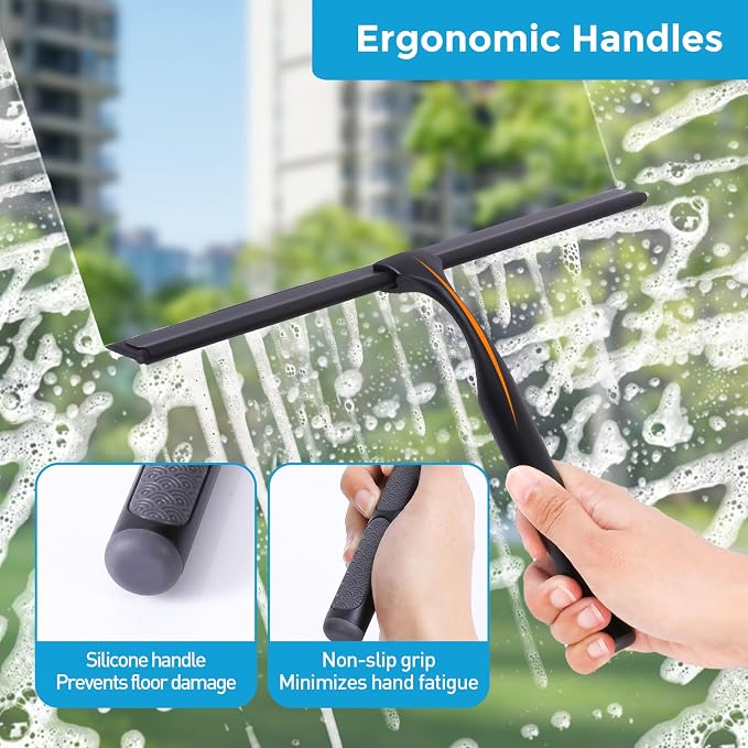 Quntis 10-Inch Matte Black Shower Squeegee - Image 3