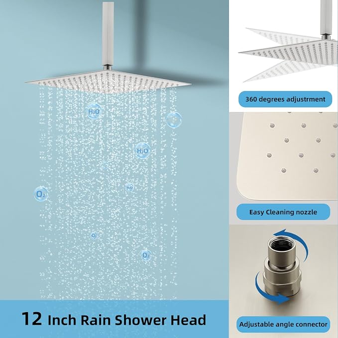 Shower System 12 Inches & 6 Inches Rainfall Shower Head System - Image 4