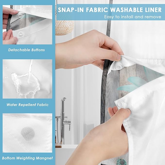 No Hook Rustic Farmhouse Shower Curtain - Image 3
