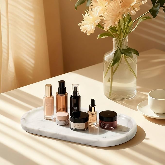 Natural Marble Tray for Vanity, Decorative Tray for Perfume, Coffee Table - Image 2