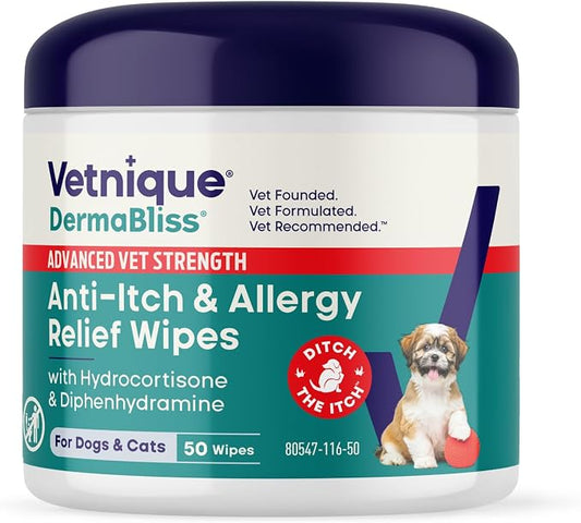 Vetnique Dermabliss 3-in-1 Medicated Dog Wipes by VetniqueLabs