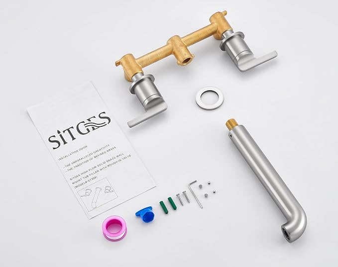 SITGES Solid Brass Wall Mount Tub Filler, High-End Design, High Flow Bathtub - Image 6