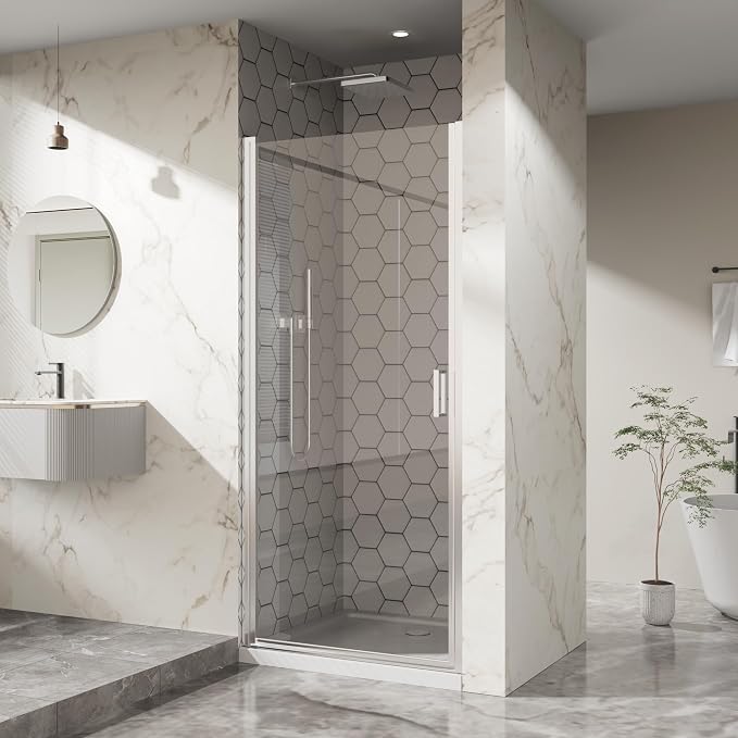 34” x 72” Pivot Shower Door, 1/4 inch Thick Tempered Glass Pivot Swing Shower - Image 2
