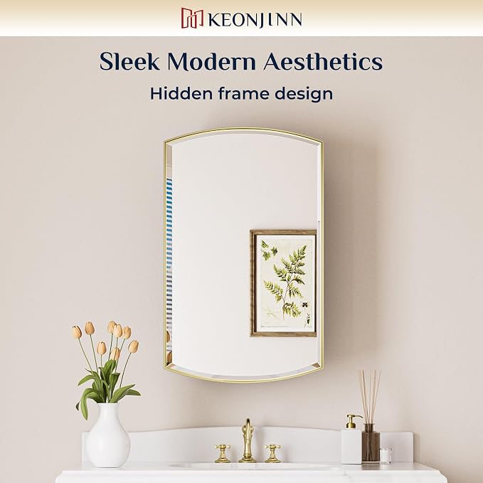 Keonjinn Medicine Cabinet 16 x 26 Inch, Surface Mount or Recessed Cabinets - Image 8