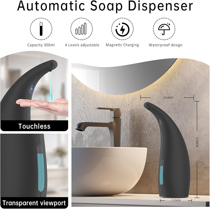 Automatic Soap Dispenser Touchless, 300ML Hand & Dish Countertop Electric - Image 2