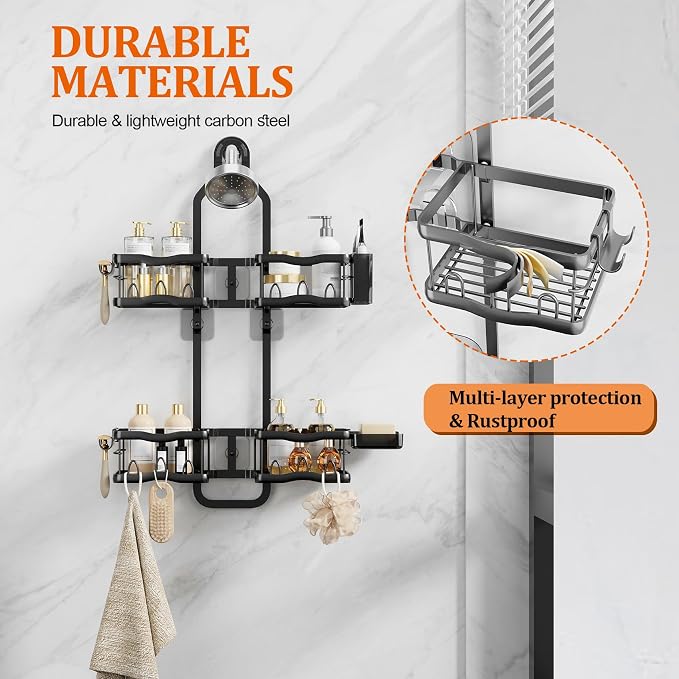 Shower Caddy Hanging Shower Head, Rustproof Hanging Shower Caddy Over - Image 5