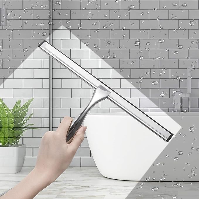 Simtive 12-Inch Shower Squeegee Set, Includes Shower Door Hook and Adhesive Hook - Image 3
