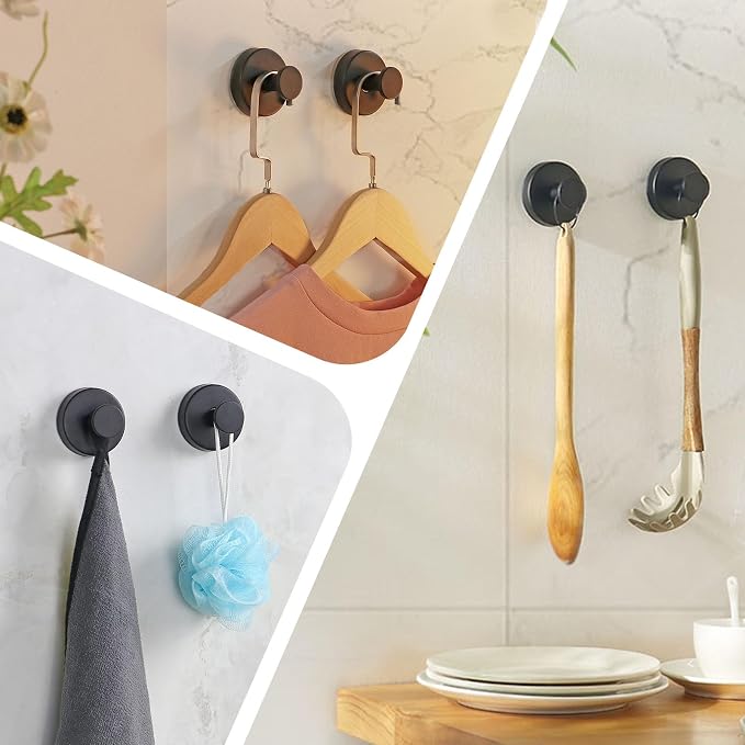 Suction Cup Hooks for Shower, Bathroom Hooks for Towels Stainless Steel Wall - Image 6