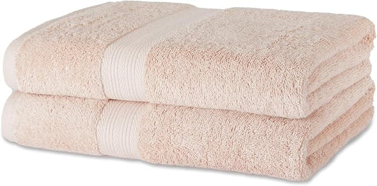 Amazon Basics Fade-Resistant 100% Cotton Bath Towel, 2 Pack, Blush Pink by AmazonBasics