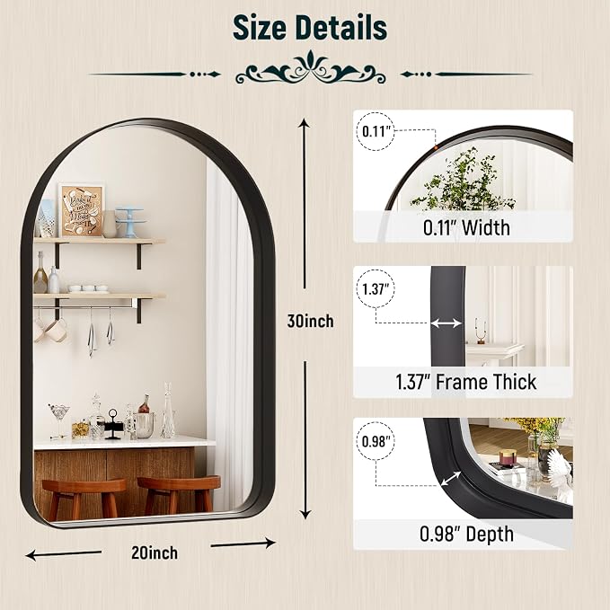 GLSLAND 20”x30“ Arched Bathroom Mirror - Image 5