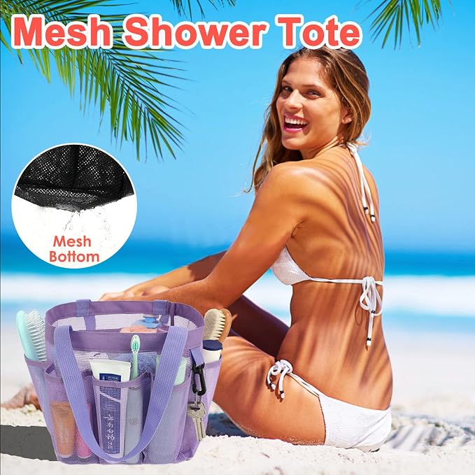 Mesh Shower Caddy Portable for College Dorm Room Essentials, 8-Pocket Large - Image 5