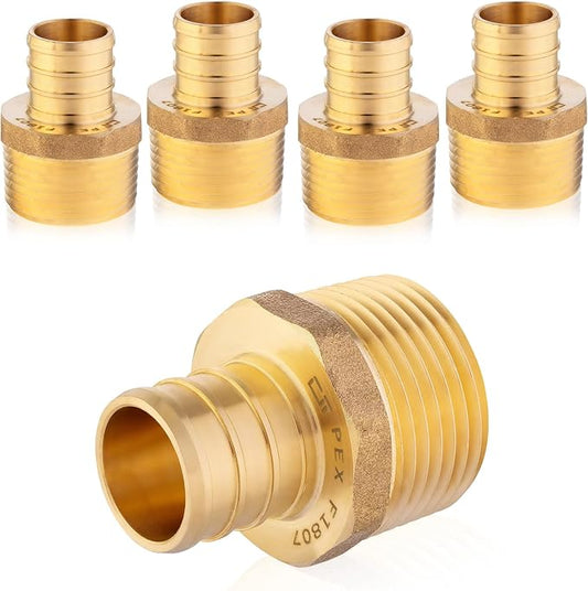 5-Pack HeSun PEX Fittings, Brass Crimp Male Adapter Fitting by HeSun