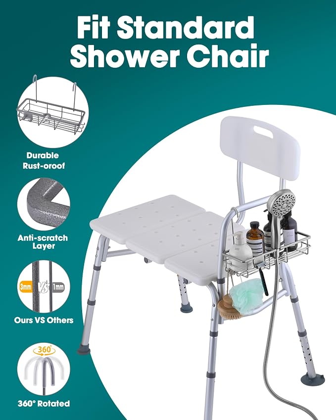 Rustproof Hanging Shower Caddy for Shower Chair, Stainless Steel Bathroom - Image 4
