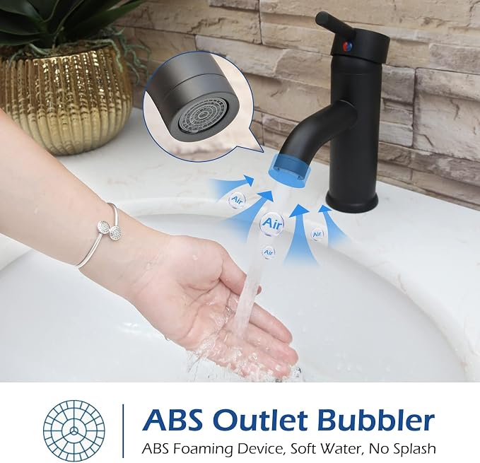 Matte Black Bathroom Faucet Single Hole Single Handle Aerator Spout Bath Basin - Image 4