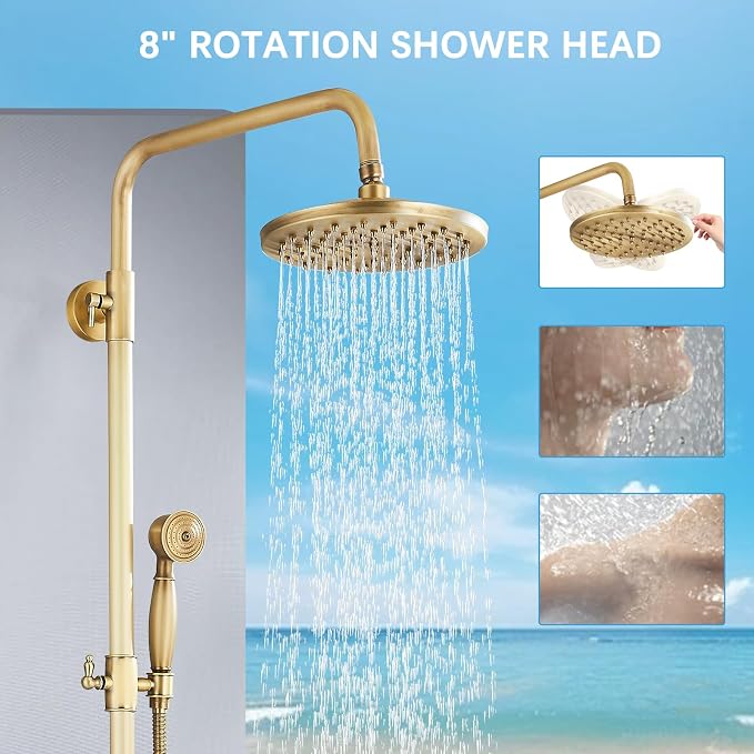 Antique Brass Shower System Bathroom Shower Faucet Set - Image 2