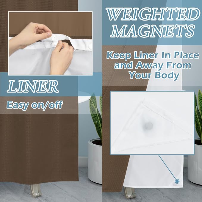 Brown Stall No Hook Shower Curtain - Image 4