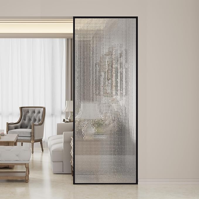 Dimaris Shower Door 34" X 78" Tempered Fluted Glass Framed Shower Screen Shower - Image 2