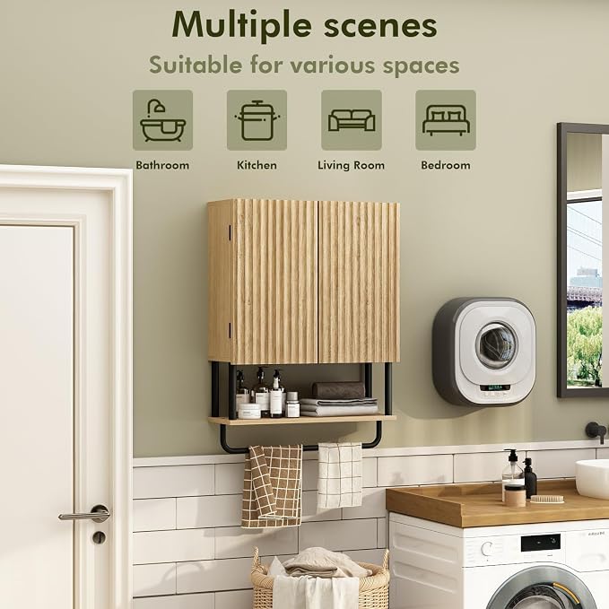 RUSTOWN Fluted Bathroom Wall Cabinet - Image 5